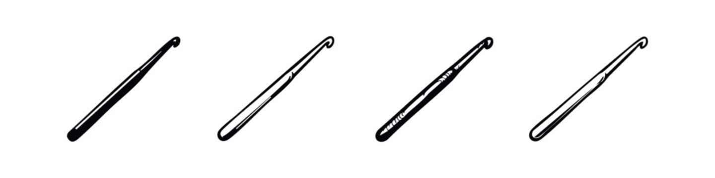 Classic Crochet Hook Tool Icons Set