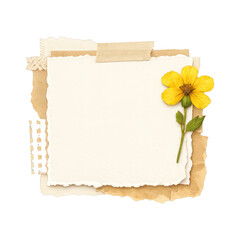 Fototapeta premium PNG Vintage paper with yellow flower