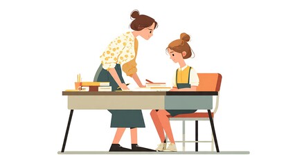 Fototapeta premium Artist painting at desk in office illustration