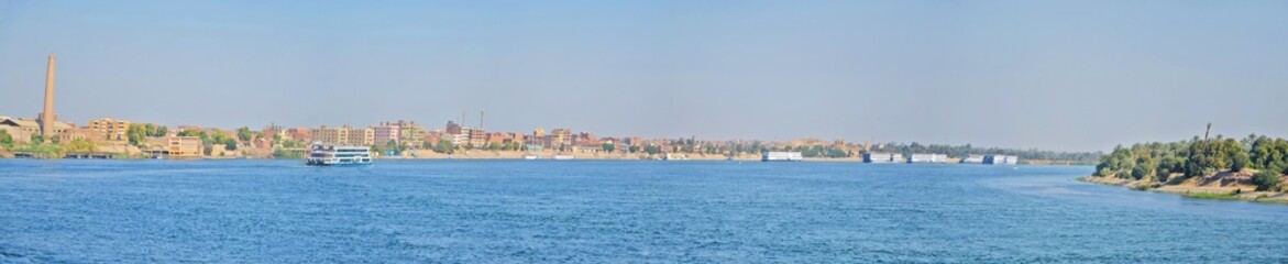 Fototapeta premium Panoramic view of Kom Ombo from the Nile, Egypt