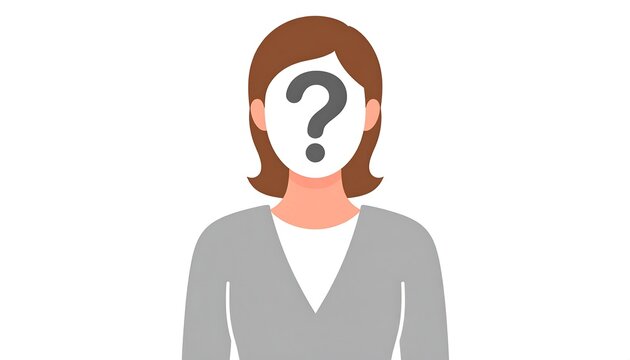 Anonymous woman with question mark replacing face