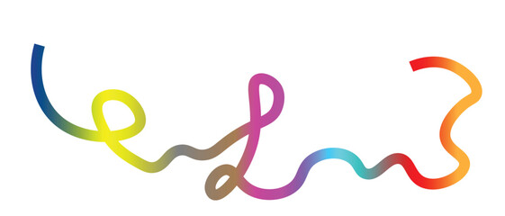 Color Gradient Abstract Line Shape; Vector Rainbow Isolated Marker Stroke and Wave Doodle Ribbon; Scribble Gradient Design Element for Creative Branding, Poster Art, and Playful Social Media Graphics