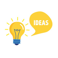 Creative Idea Light Bulb with Ideas Speech Bubble Illustration
