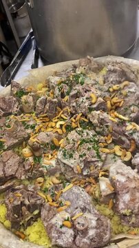 Traditional Mansaf with Lamb Shank Served on Rice