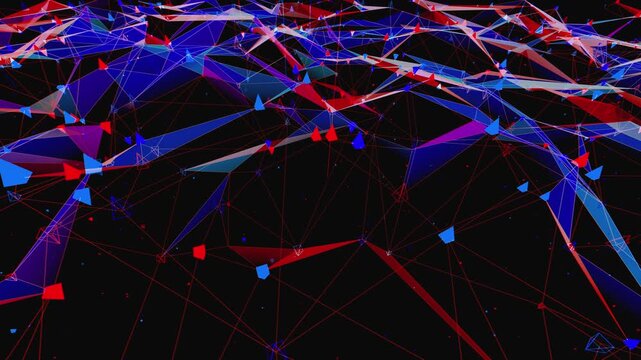 4k Seamless loop of an abstract polygonal wireframe landscape for technology presentations, high-tech club visuals,  electronic music festivals, stage screens and for LED video walls