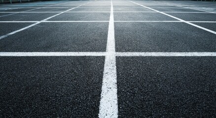 Fototapeta premium Asphalt Parking Lot with White Lines Perspective View.