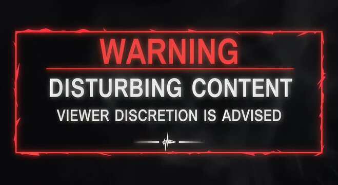 warning disturbing content sign with red frame viewer discretion advised
