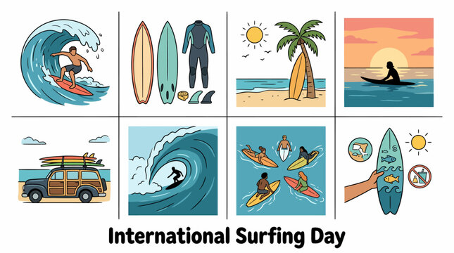 Surfing Lifestyle Montage: Waves, Boards, Beach, Sunset, Car, People