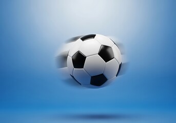 Fototapeta premium A classic soccer ball floating gracefully in a serene blue atmosphere