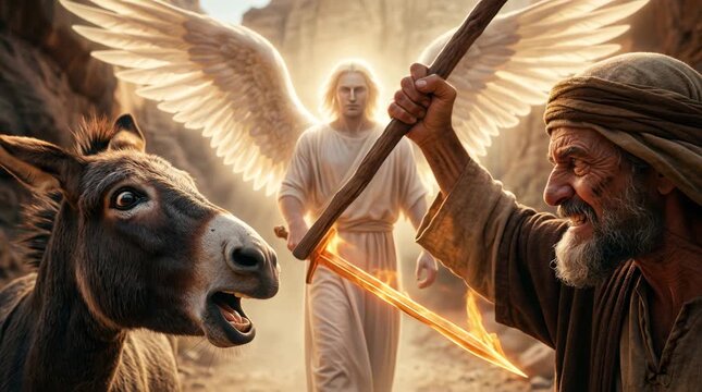 Balaam, King Balak, and the Talking Donkey, Angel Blocking the Prophet&rsquo;s Path