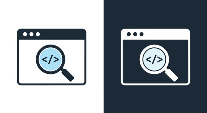 Web Search Icon Set - Magnifier Symbols Glass Symbol Blue Vector - Blue icon set - Modern style icon  - Glyph and solid icon set - Icon vector
