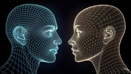 Obraz premium 3d rendered illustration of a human head profile showing brain and mind concept