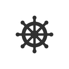 Obraz premium Ship steering wheel icon. Marine navigation control. Monochrome black and white symbol