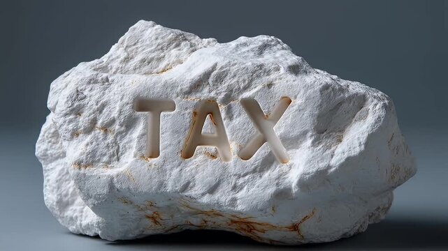 Tax stone rock white carved engraved finance business economy concept mineral natural texture surface solid rough background gray closeup detail material stonework stonecarving stoneblock mining