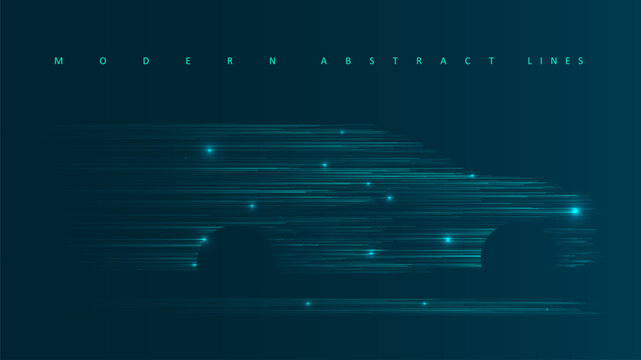 Sport car on hi-speed motion moving concep. Futuristic glowing blue ray. Graphic concept for your design