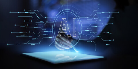 AI Technology Interface Operated Through Human Touch and Digital Control.