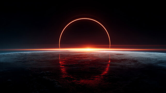 A stunning visual representation of a glowing orange arch in space