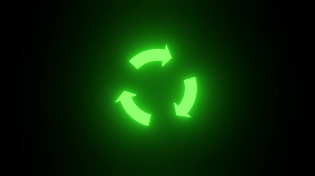 looped of Dynamic green, yellow and blue circular refresh icon digital interface animation dark background isolated view modern technology concept