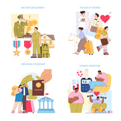 Fototapeta premium Four Life Events Illustrated in Vector Artwork Set