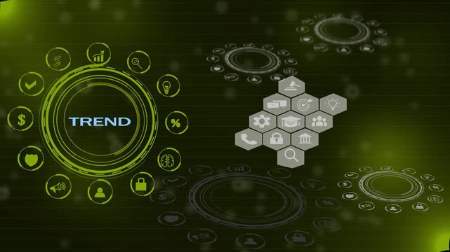 This video presents dynamic graphs and charts illustrating market trends and financial data. The colorful lines and moving patterns represent the fluctuating nature of stock markets TRENDS 4K video.