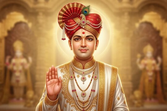 Bhagwan Swaminarayan Temple Light Divine Portrait Wallpaper.