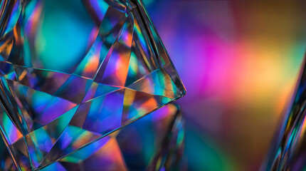 Fototapeta premium Holographic crystal prism background with rainbow colors