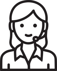Obraz premium Hand Drawn Female Customer Service Agent Black and White Avatar Illustration in Minimal Line Art Style Design