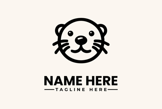 A stylized illustration of a bear's face with a customizable name and tagline on a plain background, featuring a vector logo and icon design elements.