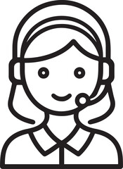 Obraz premium Hand Drawn Female Customer Service Agent Black and White Avatar Illustration in Minimal Line Art Style Design