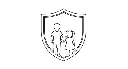 Family Protection Shield Icon Outline.