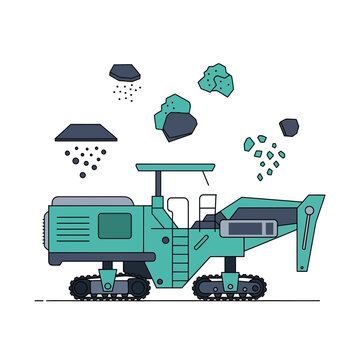 Modern Asphalt Milling Machine For Road Construction Illustrated