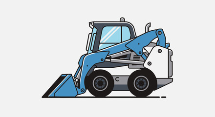 Modern Compact Excavator Machine Illustration On White Background