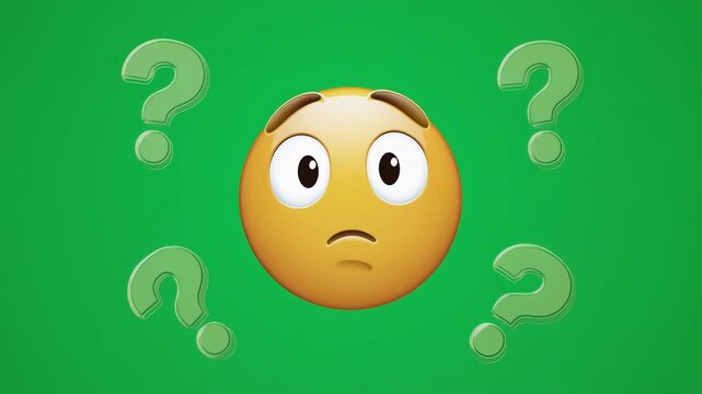 Confused emoji, puzzled face, uncertain expression