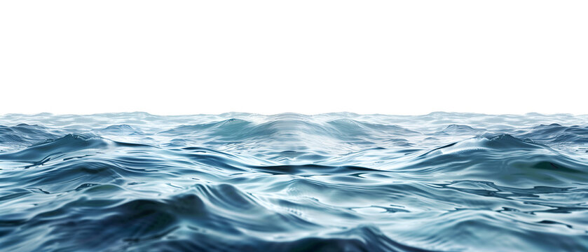 Endless ocean water surface with gentle blue waves isolated. Realistic sea texture with ripples and reflection, ideal for marine design, environment concept, background and water themed composition.