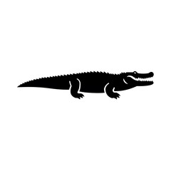 Fototapeta premium Black crocodile silhouette, vector illustration, minimalist animal icon