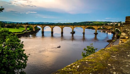 Obraz premium Stone Arch Bridge over River