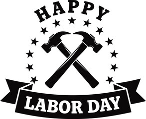Labor day greeting with hammers and stars