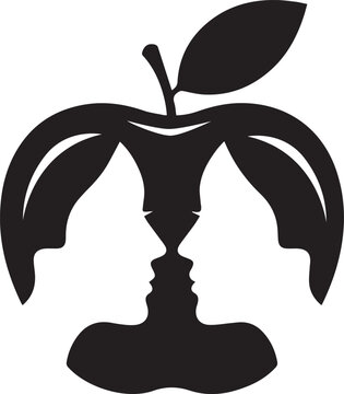 Optical Illusion of Two Faces Forming an Apple, Symbolizing Perception, Choice, and Hidden Meanings