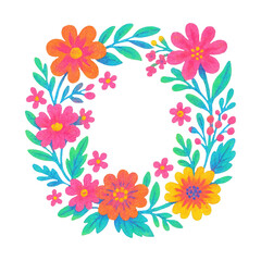 Naklejka premium PNG Vibrant floral wreath illustration.