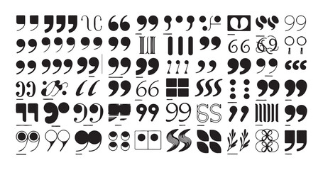 Set of abstract decorative quotation marks and artistic punctuation symbols for creative graphic designers © Sen