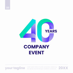Fototapeta premium 40 years company event modern gradient social media template
