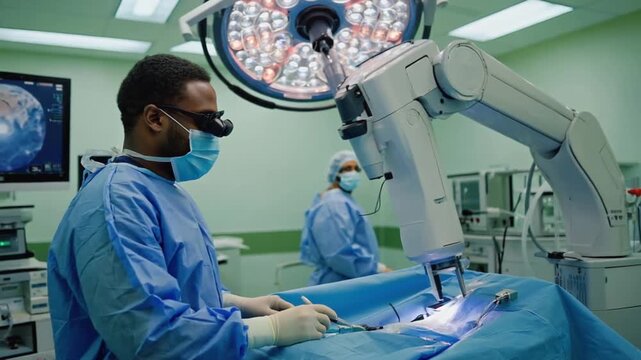 Remote surgery operation.