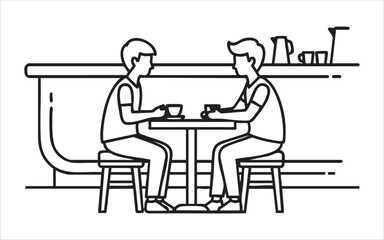Fototapeta premium Two men sitting at a table having a coffee