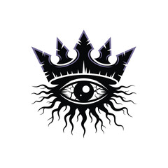 Obraz premium All seeing eye with crown and radiant rays.