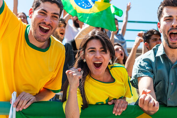 Brazilian soccer fans cheering for their team