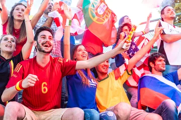 Diverse sports fans cheering passionately in stadium © william87