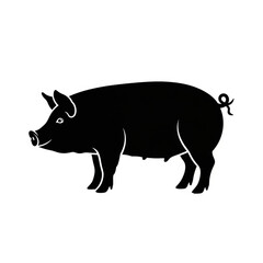 Fototapeta premium Black Silhouette of a Pig Standing.