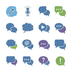 Obraz premium Collection of Various Blue Speech Bubbles Icons.