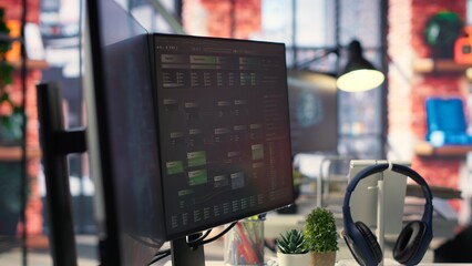 Agency setup showcases a high tech digital system used for deep learning and AI or visual...