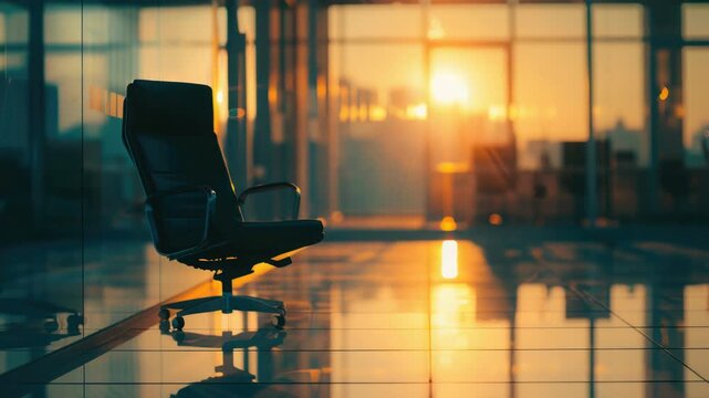 Video A black office chair sits in front of a window, providing a comfortable seating option with a view